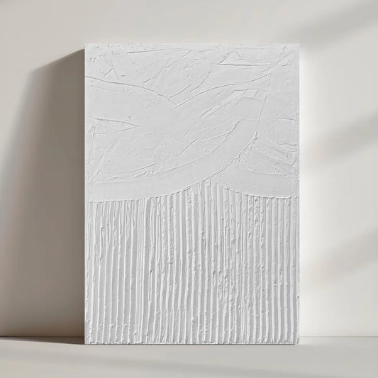 Bílý minimalistický obraz na zeď do moderního interiéru